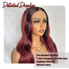 UREMY Ombre Burgundy Highlight Color Lace Front Wig 30 Inch Long Body Wave Pre Plucked Lace Wig Middle Part Glueless Transparent Swiss Lace Heat Resistant Synthetic Wigs for Black Women