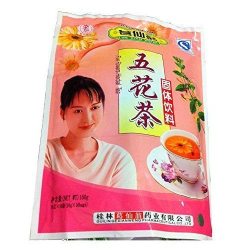 Five Flowers Herbal Tea, 16 Sachets (Pack of 2)