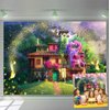 Magic Flowers House Backdrop Fairy Buttfly Woodland Background for Birthday Party Supplies Kids Movie Scene for Girls Madrigal Family Happy Birthday Background Decorations (7X5FT)