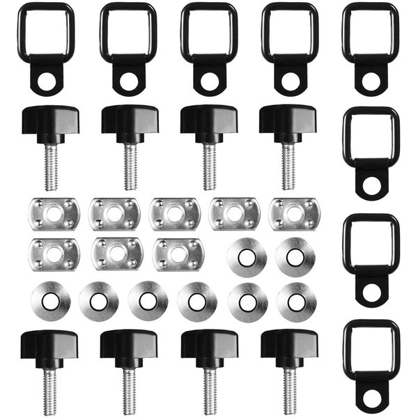 DEDC 8 Pack Hardtop Quick Removal Fastener Thumb Screws and Nuts, 8pcs Tie Down D-Rings Anchors Replacement for 1995-2017 JK YJ TJ JKU Sports Sahara Freedom Rubicon X & Unlimited (8 Packs Full Set)