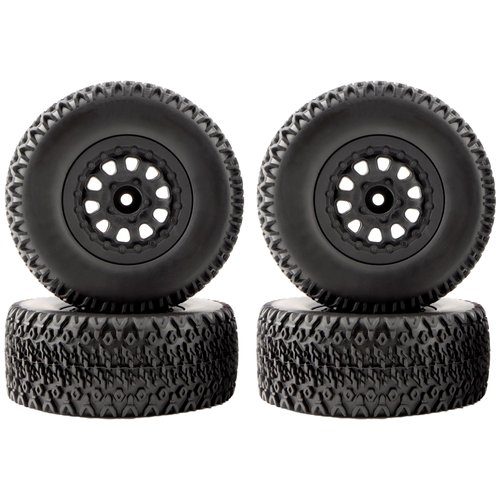 GDOOL 4-Pack 1:10 RC Rubber Car Tires On Road Tyres 12mm Hex Plastic Wheels Rims for Racing TT01 TT02 XV01 TA06 PTG2 94111 94188 94108 9125 X07 RC Cars