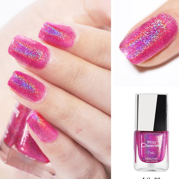 Hot Pink Glitter Nail Polish, Quick Dry Nail Polish, Sparkly Pink Gel Nail Polish, Holographic Nail Polish, Iridescent Nail Polish, Metallic Nail Polish, Reflective Glitter Gel Polish for Girls Women