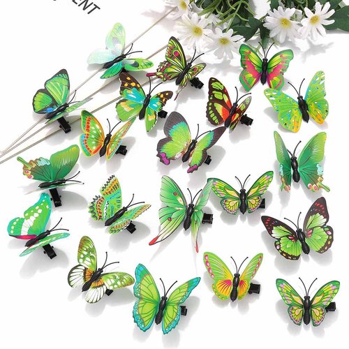 Bartosi Butterfly Hair Clips Green Butterfly Hair Barrettes Butterflies Hairpin Cute Decorative Bobby Pins Hair Accessories for Women and Girls (20 Pack)