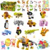 ANYGIFT Valentines Day Gifts for Kids Classroom, 24 Packs Animal Building Blocks Valentines Gifts for School, Valentines Exchange Party Gifts for Boys Girls