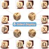 The Greek Alphabet Wooden Dice Set, 24 Carved Greek Letters Pattern Cube Rolling Dices for Teaching Party Game (Capital, 4Pcs/Set)