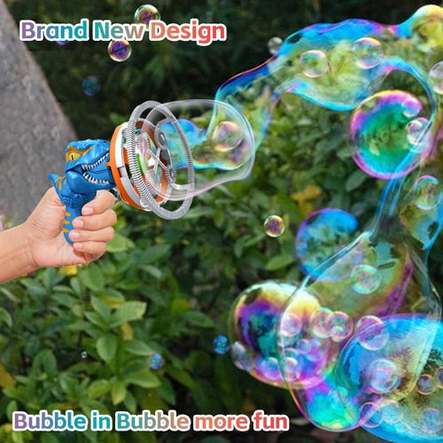 SHENSE 2024 New Bubble Gun Bubble Machine for Dinosaur Bubble Blower Toy for Kids and Toddlers Bubble in Bubble Gun Party Favors Birthday for 3 4 5 6 7 8 9 10+Years Old Boys and Girls (Green)