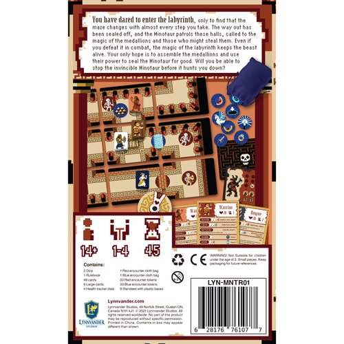 Lynnvander Studios Minotaur - Lynnvander Studios, Work Together to Break The Minotaur's Curse & Escape The Maze in This Cooperative 8-Bit Board Game, 1-4 Players, 45 Minute Playing Time, Ages 14+