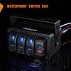 Nilight 3 Gang Rocker Switch Panel Blue Backlit with PD Type C and USB Charger Voltmeter Waterproof 12V 24V DC Rocker Switch with Night Glow Stickers for Car Trucks Boats RVs,2 Years Warranty,Blue/Box