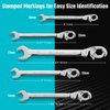 DURATECH Ratcheting Flare Nut Wrench Set, Open End Wrench Set, Metric, 5-Piece, 10, 12, 13, 14, 17mm, CR-V Steel, Organizer Pouch Included