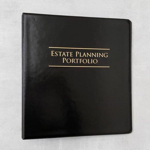 Estate Planning Portfolio 3-Ring Binders – Leather Like Feel with Gold Debossed Title. Tab Dividers and Sheet Protectors Included. (1 1/2" Capacity, Estate Planning Portfolio, Black)