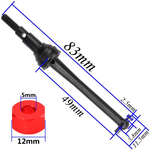 ShareGoo Steel CVD Drive Shaft Dogbone w/Hex Wheel Hubs Hex Adapter Compatible with MJX Hyper Go H14BM 14210 14209 1/14 RC Car (Black)