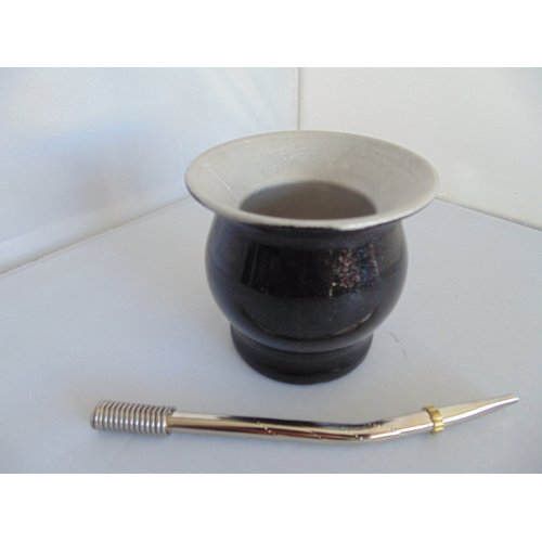 Thermic Yerba Mate Gourd Cup Set From Argentina: Mate Gourd Cup + Bombilla Straw (BS) (MET01)