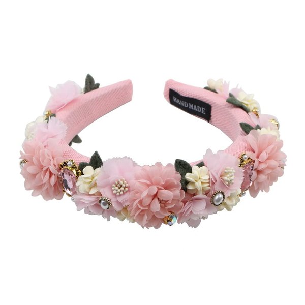 Luxury Handmade Crystal Stone Pearl Flower Headbands Hair Accessories Women Wed Party Hairband Hair Band Ladies Headwear (blue)