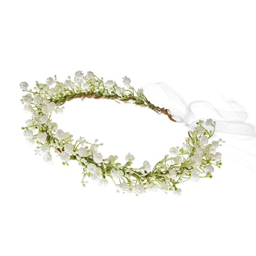 Yili Maizi Artificial Flower Wreath Headband Floral Hair Garland Flower Crown Halo Headpiece Boho with Ribbon Wedding Party Photos