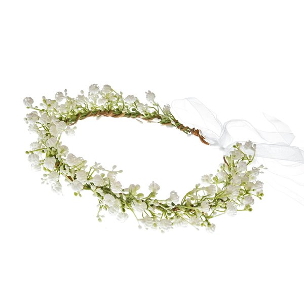 Yili Maizi Artificial Flower Wreath Headband Floral Hair Garland Flower Crown Halo Headpiece Boho with Ribbon Wedding Party Photos