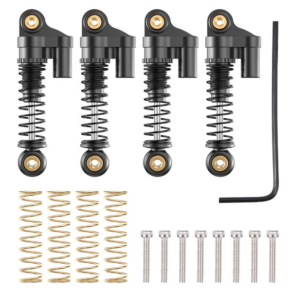 COOWOO Shock Absorber Upgrade Parts 34mm/1.32in Front and Rear Suspension Hardness Adjustable Shocks for 1/24 SCX24 RC Crawler Cars, Black