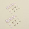 French Tip Press On Toe Nails for Women Fake Toenail with Flower Gold Glitter Rhinestones Designs Glossy Fashion False Toenail Full Cover Acrylic Nails Art DIY Foot Nails Design Toenail Tips 24Pcs