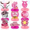 IADIUENOG Cowgirl Honeycomb Centerpieces Western Rodeo Birthday Party Let's Go Girls Centerpiece for Tables 9pcs Disco Cowgirl Bachelorette Party Toppers Party Supplies