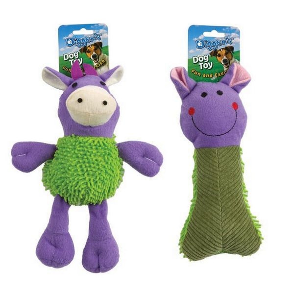 Boss Pet 08847 Assorted Digger's Shaggy Plush Characters Cuddly Dog Toy with Squeaker