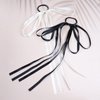 Vacaonio Black Long Ribbon Bow Hair Ties Rope Elastic Silk Satin Bow Hair Scrunchies Rope Ribbon Bow Hair Scrunchies Bowknot Ponytail Holder Hair Tie Decorative Hair Accessories for Women