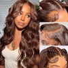 Brown Lace Front Wigs Human Hair Body Wave 13x4 HD Lace Frontal Wig Human Hair Pre Plucked with Baby Hair 180 Density Brown Human Hair Wigs for Women 28 Inch