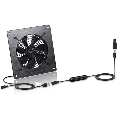 Xiaoqijia 120mm USB/DC Silent Cooling Fan - 5V/12V Dual Voltage, 6-Inch, 6-Speed Adjustment, Timed Cycle Switch - for Home Theater AV Cabinets, Server Racks, Cupboards, Pet Nests,Greenhouses, RVs