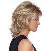 RENERSHOW Short Brown Curly Wigs for Women Mixed Brown Highlight Wavy Synthetic Wig with Bangs Rose Blonde Short Hair Wig