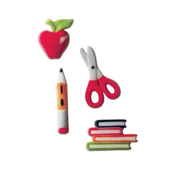 Item#37877 - School Molded Sugar Cake/Cupcake Decorations - 12 ct