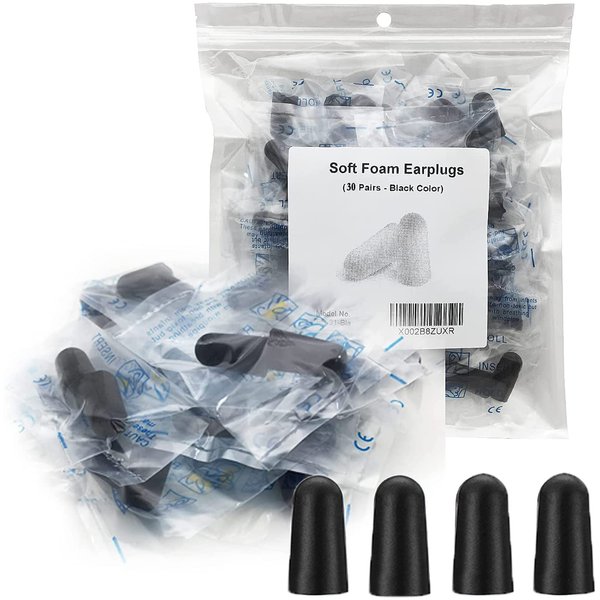 30 Pair Earplugs for Noise Cancelling Noise Blocking Ultra Soft Ear Plugs for Sleeping Study Work Black