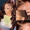 JISHUN Chocolate Brown Body Wave Glueless Lace Front Wigs 13x4 Transparent 180% Density 4# Auburn Human Hair Wigs Women Pre Plucked 18 Inch