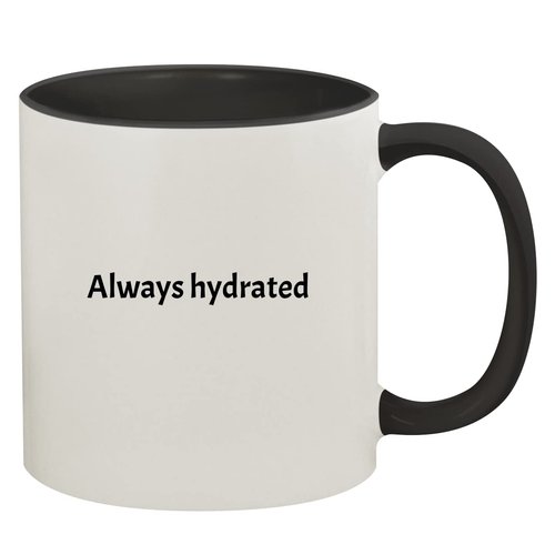 Molandra Products Always Hydrated - 11oz Ceramic Colored Inside & Handle Coffee Mug, Black