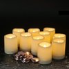 GenSwin Waterproof Outdoor Flameless Candles Flickering with Timer, Battery Operated LED Pillar Votive Tealight Candles(Battery Include), Set of 12 Plastic Warm Light(White, 1.5 x 2 Inch)