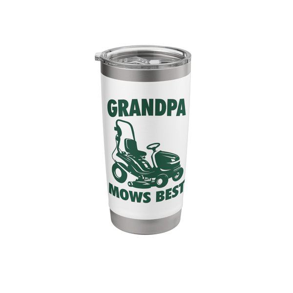 Grandpa Mows Best Lawn Care Mowing Landscaper Father's Day Stainless Steel Insulated Tumbler