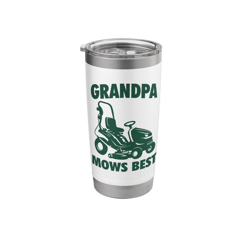 Grandpa Mows Best Lawn Care Mowing Landscaper Father's Day Stainless Steel Insulated Tumbler