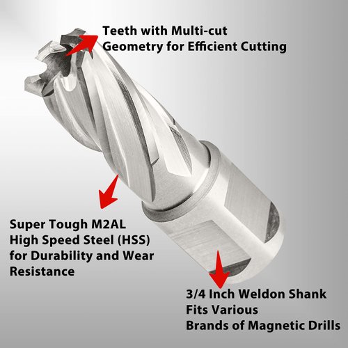 S&F STEAD & FAST Annular Cutter, 5/8" Diameter x 1" Depth of Cut for Magnetic Drill Press