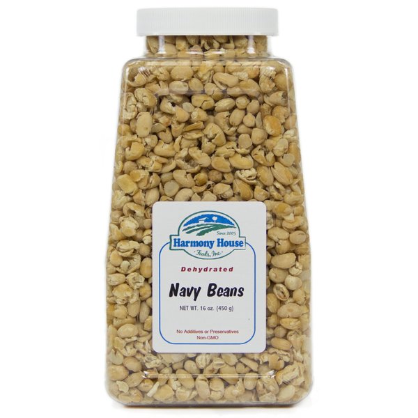 Harmony House Foods TRUE Dehydrated Navy Beans - Easy Cook (16 oz, Quart Size Jar)