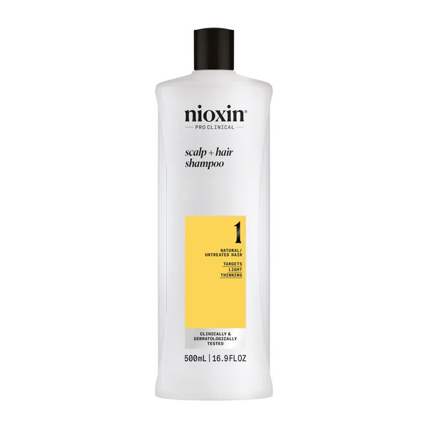Nioxin Scalp + Hair Thickening System 1 Shampoo, For Natural Hair with Light Thinning, 16.9 fl oz (Packaging May Vary)