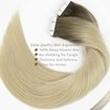 Lacerhair Rooted Tape in Hair Extensions Human Hair Seamless Skin Weft Real Remy Invisible Natural Hair #8G/60A Double Sided Light Platinum Blond with Light Ash Brown Roots 20" 50g