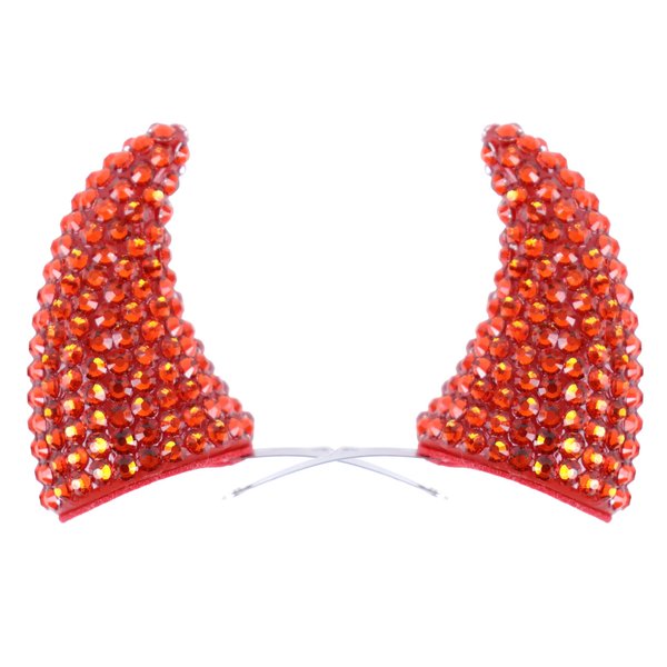 Bonnie Z. Leonardo Rhinestone Plastic Devil Horns Clips On Hair Clips Red