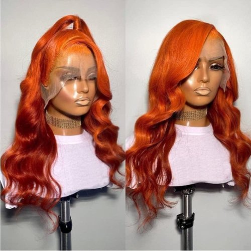 24Inch Ginger Lace Front Wigs Human Hair Pre Plucked 13x4 Body Wave Lace Frontal Wigs Human Hair 350# Colored Wigs Human Hair Ginger Body Wave Human Hair Wig Glueless Wigs for Women Ginger Orange Wig