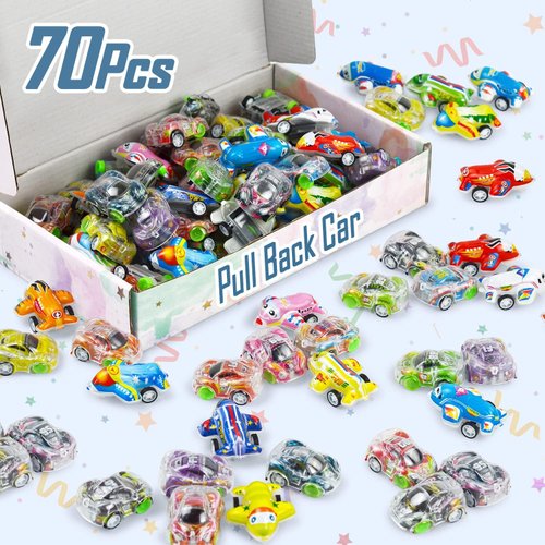 Vileafy 70 Mini Cars and Planes for Kids 4-8 Years Old, Pull Back Vehicles Set for Classroom Prizes, Bulk Treasure Box Toys, Goodie Bags Fillers, Carnival Prizes, and Birthday Return Party Favors