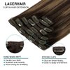 Lacer Dark Brown Roots Clip in Hair Extensions Human Hair Fading to Chestnut Brown Clip in Extensions 14 Inch for Long Natural Extensions Human Hair 120 Grams 7 Pcs