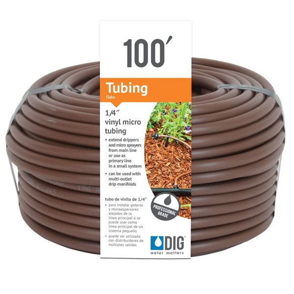 DIG B38100 1/4" Vinyl Micro Drip Tubing, 100', Brown