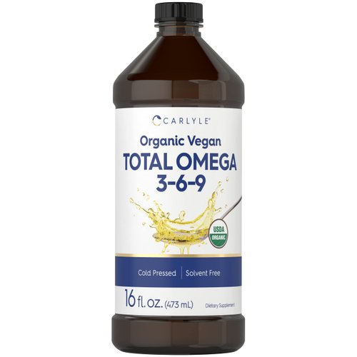 Carlyle Omega 3 6 9 | 16 fl oz | Cold Pressed | USDA Certified Organic, Vegan Supplement | Vegetarian, Non-GMO, Gluten Free, and Solvent Free