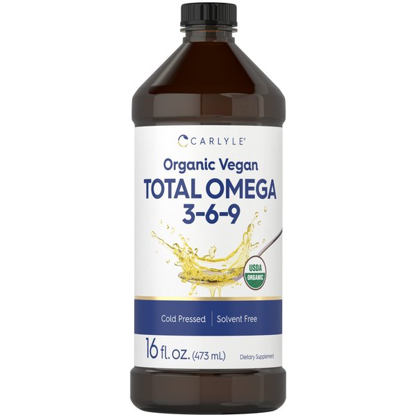 Carlyle Omega 3 6 9 | 16 fl oz | Cold Pressed | USDA Certified Organic, Vegan Supplement | Vegetarian, Non-GMO, Gluten Free, and Solvent Free