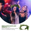 Lurrose Olive Branch Wreath Green Leaf Crown Artificial Spring Summer Wreath Front Door or Home Decoration Green Leaves Artificial Spring Garland for Spring Fireplace Wall Office Decoration