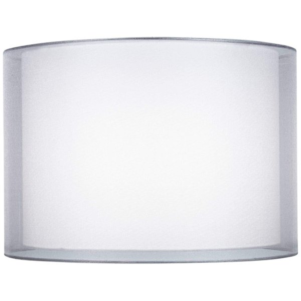 Silver and White Double Sheer Medium Drum Lamp Shade 16" Top x 16" Bottom x 11" High (Spider) Replacement with Harp and Finial - Springcrest