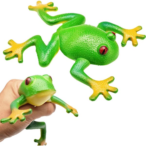 Decompress and Stres Frog Toys, Realistic Frog Figurines Simulation Animal Model Soft Stretchy Spoof Vent Stress Toy Frog Party Decor for Relief, Elastic Spoof to Vent Stress Party Toy