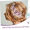Beatifufu Hair Plug Flower Hair Comb Flower Pearl Hair Clip Wedding Headpiece Girls Hair Comb Wedding Hair Clip Floral Hair Clips Headband for Girls Alloy Hair up Purple Bride
