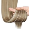 SOFEIYAN Long Straight Ponytail Extension 26 inch Wrap Around Ponytail Synthetic Hair Extensions Clip in Ponytail Hairpiece for Women, Light Ash Brown & Bleach Blonde
